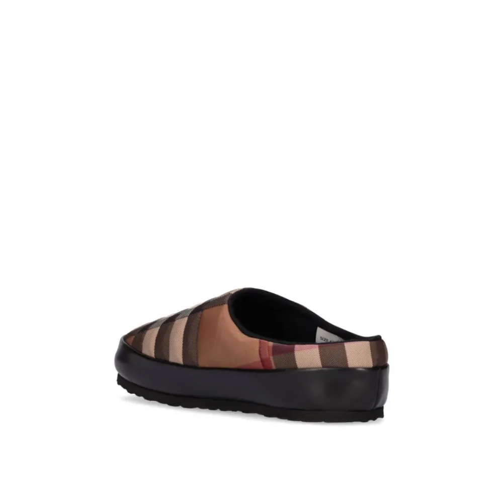 Heren Burberry Pantoffels^Check Logo Slip-On Loafers