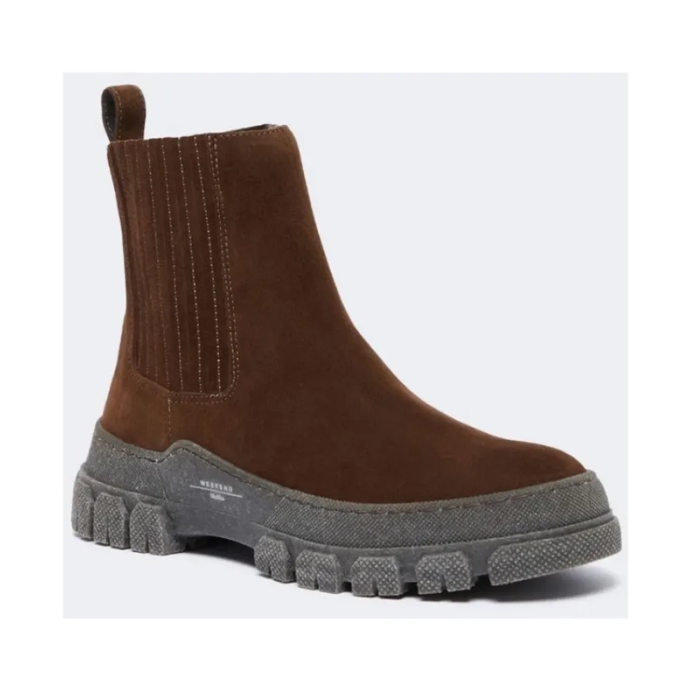 DAMES Weekend Max Mara Chelsea enkellaars met klassieke elastische inzetstukken