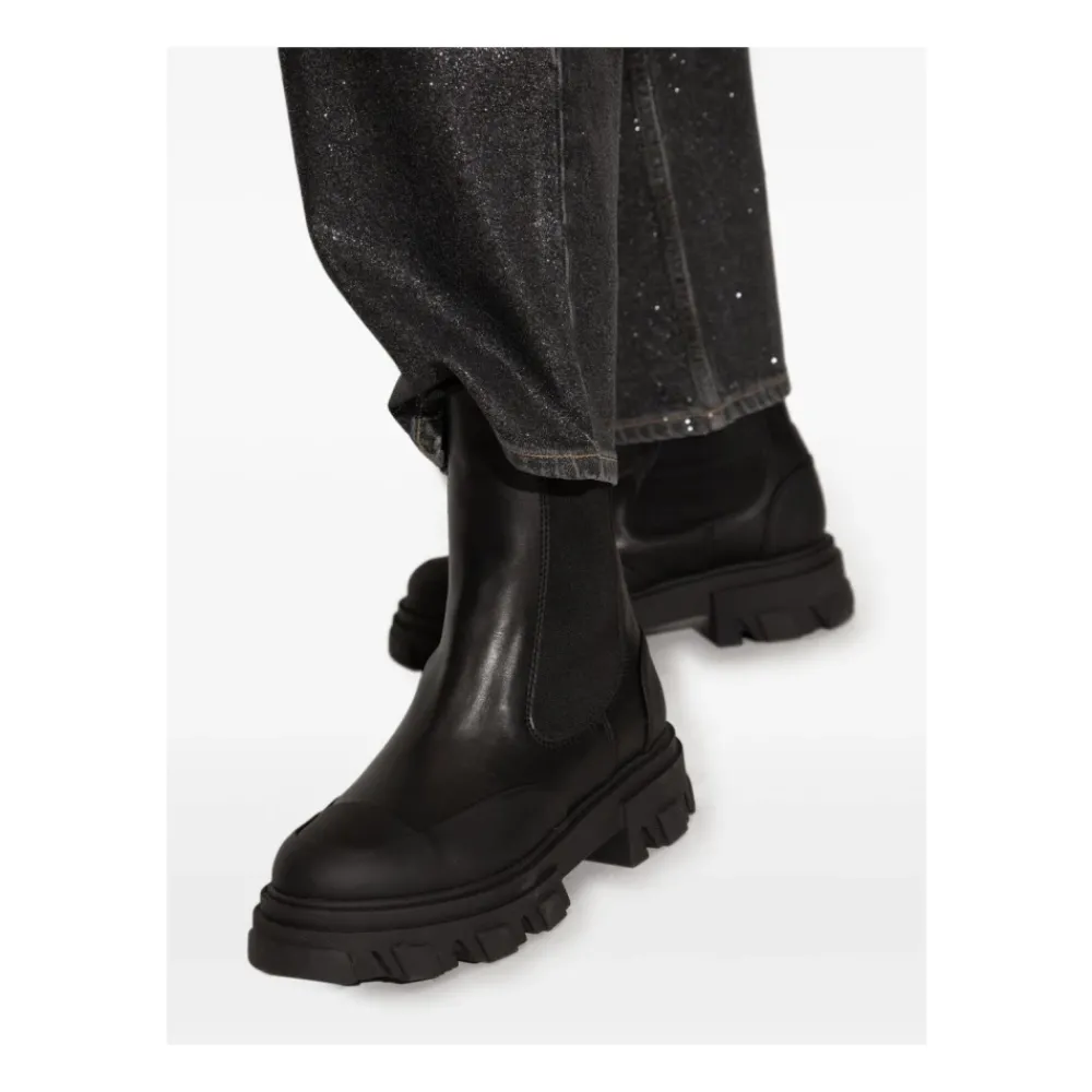 DAMES Ganni Chelseaboots^Chelsea Mid Leren Laarzen