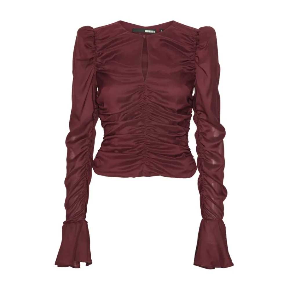 DAMES ROTATE Birger Christensen Chiffon Ruched Ls Top