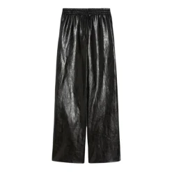 DAMES Weekend Max Mara Chique Palazzo Broek met Leder Effect