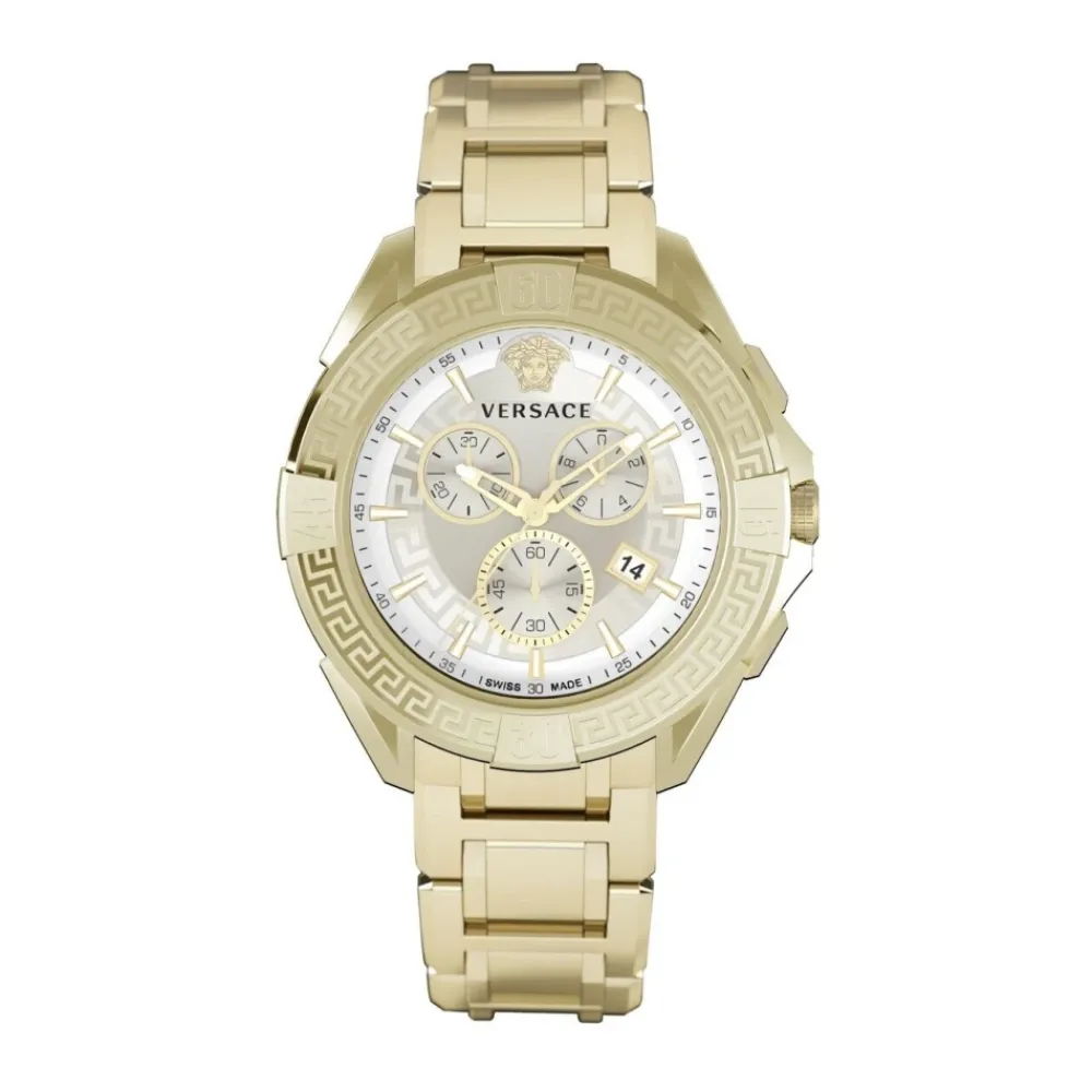 Heren Versace Horloges^Chrono Sporty Goud Wit Horloge