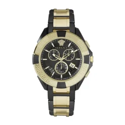 Heren Versace Horloges^Chrono Sporty Zwart Goud Horloge