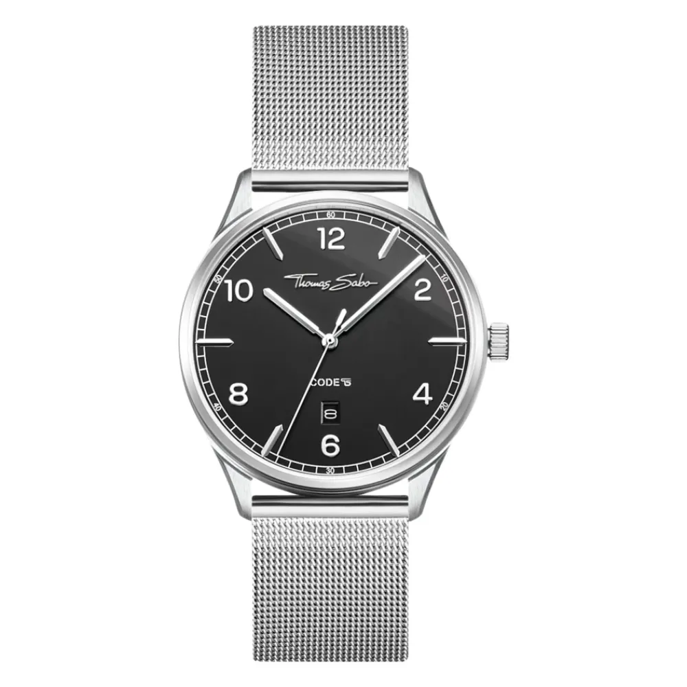DAMES THOMAS SABO Code TS Zwart Zilver Horloge