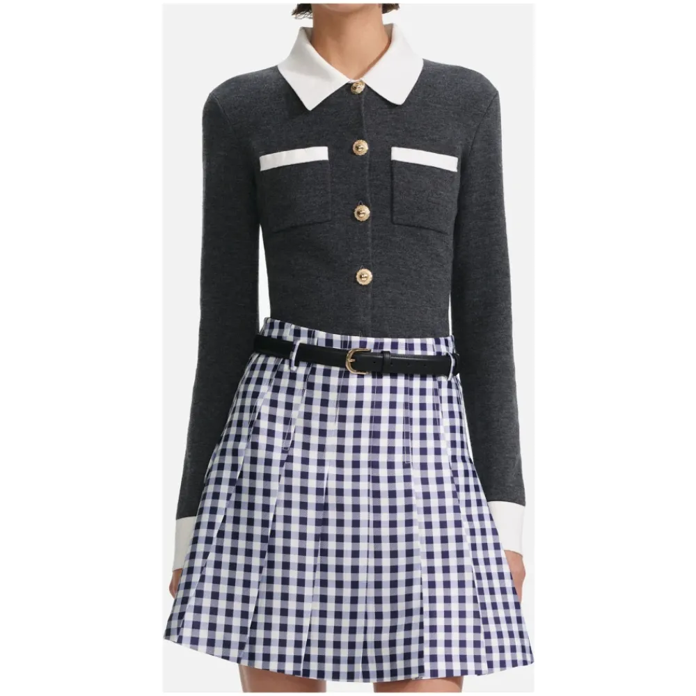 DAMES Self Portrait Contrast Collar Cardigan