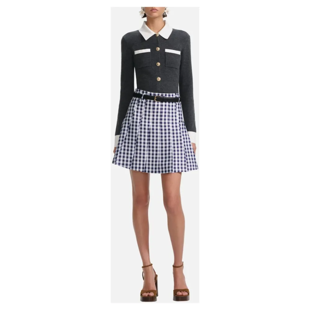 DAMES Self Portrait Contrast Collar Cardigan