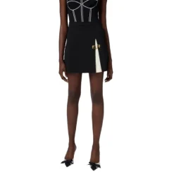 DAMES Elisabetta Franchi Rokken^Contrast Geplooide Korte Rok met Manchetknopen