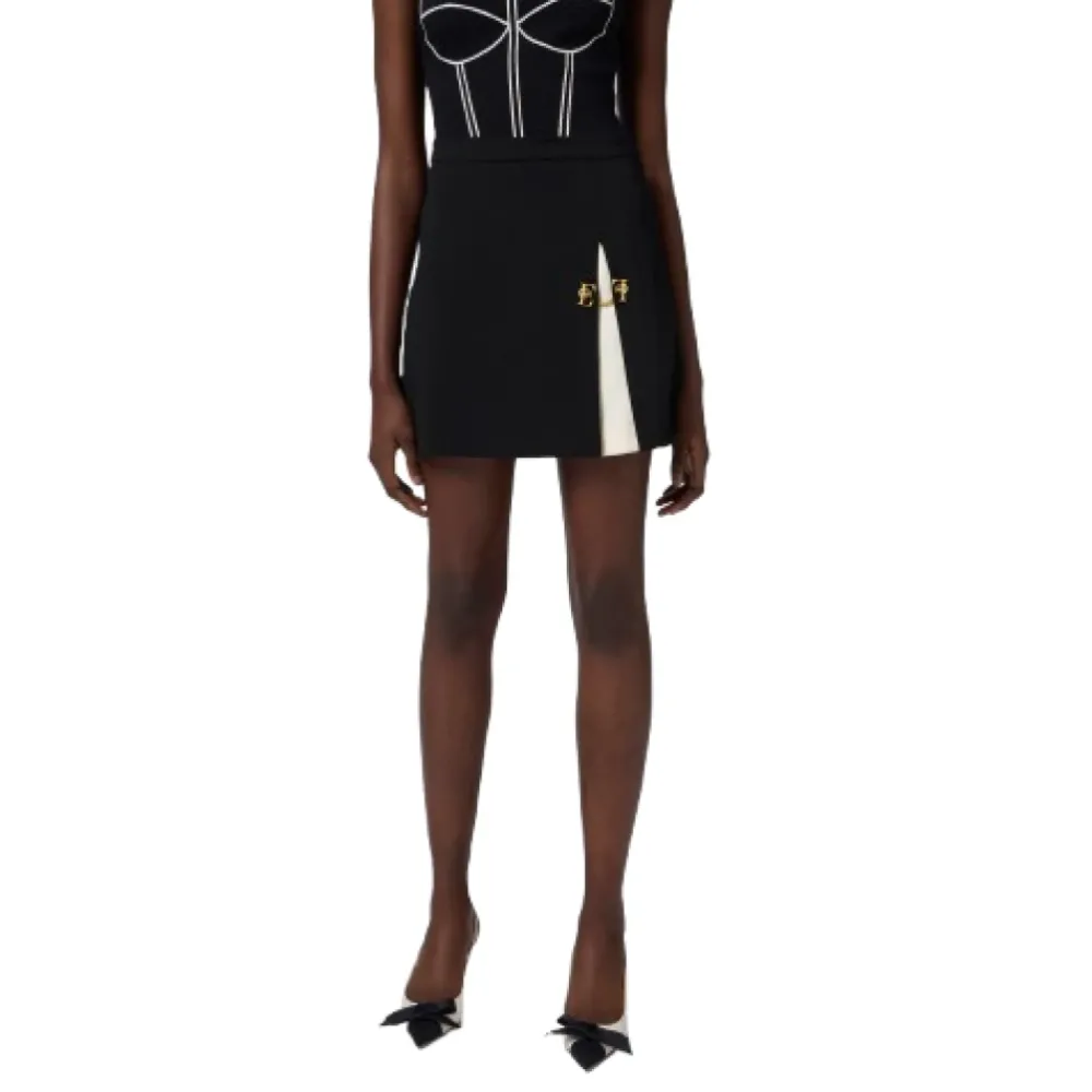 DAMES Elisabetta Franchi Rokken^Contrast Geplooide Korte Rok met Manchetknopen