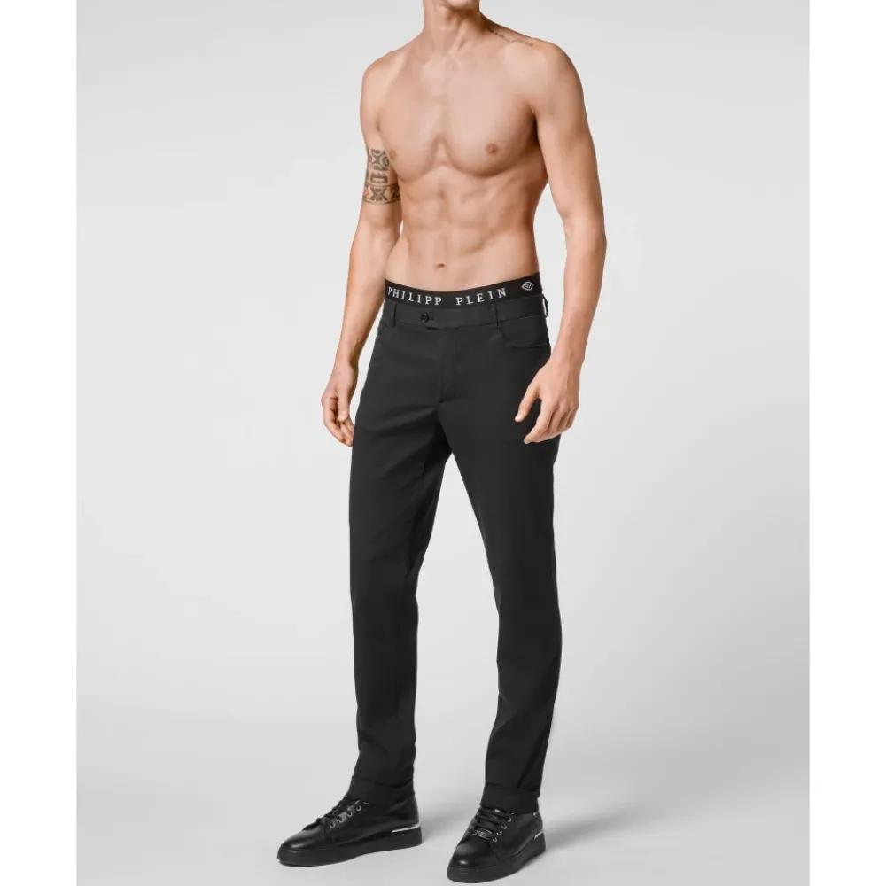 Heren Philipp Plein Cotton Long Trousers Chinos fit Iconic Plein