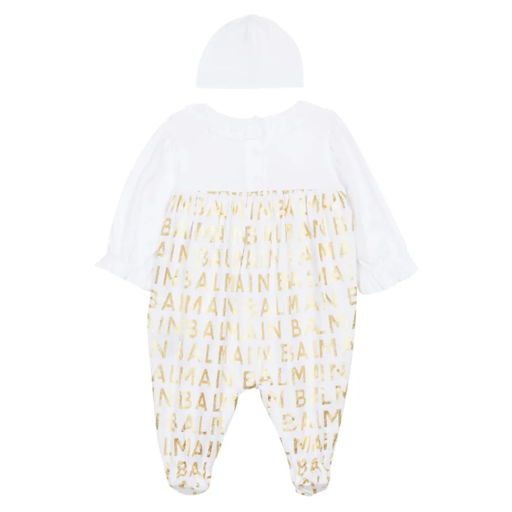 Balmain Bodysuits & Sets^Cotton Onesie and Beanie Set