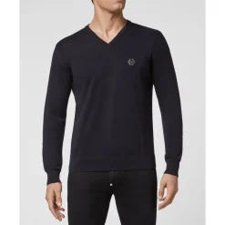 Heren Philipp Plein Truien & Vesten^Cotton Pullover V-Neck LS