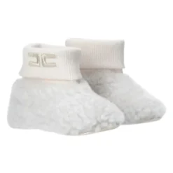 Elisabetta Franchi Crème Shearling Platte Schoenen