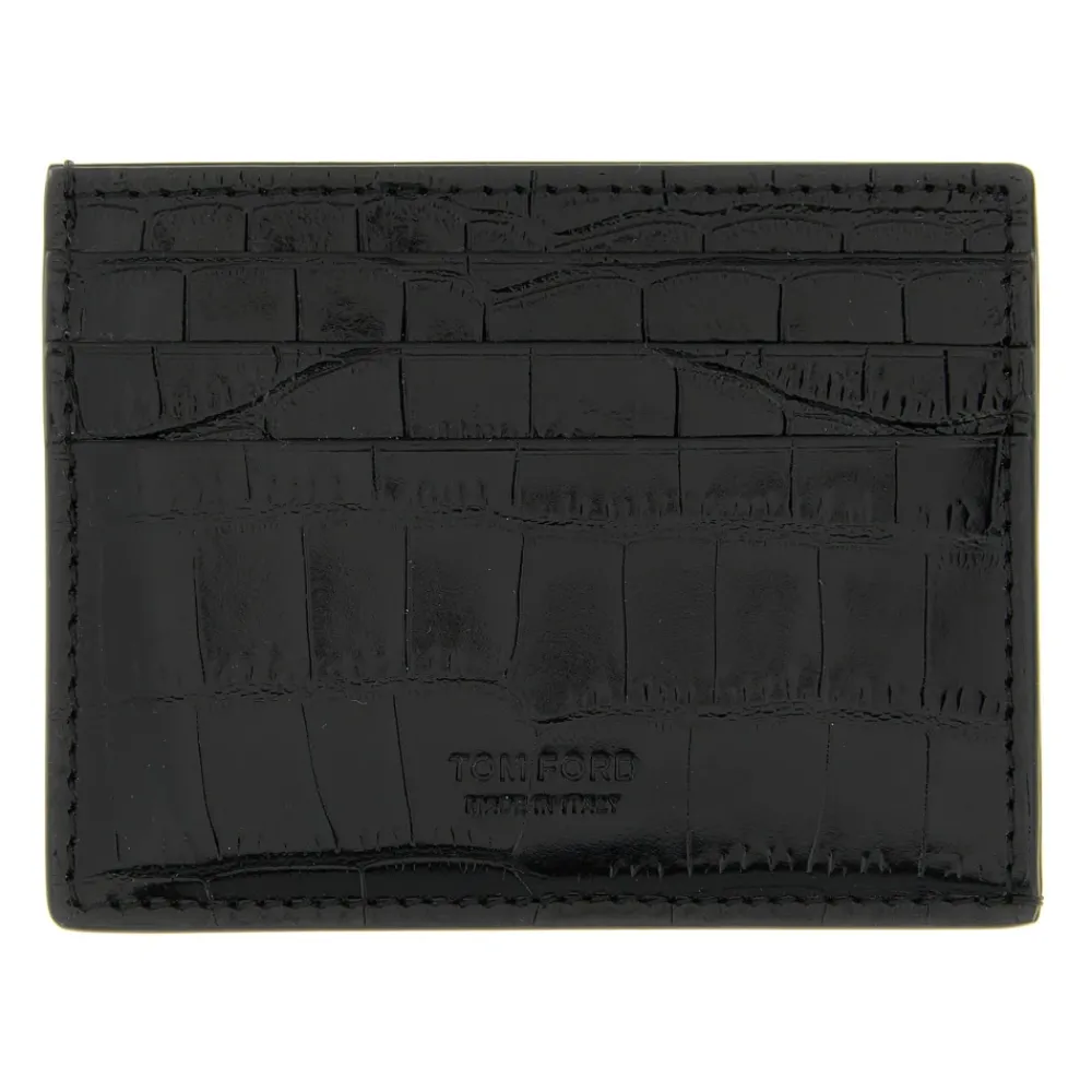 Heren Tom Ford Portefeuilles^Crocodile Leather Card Holder