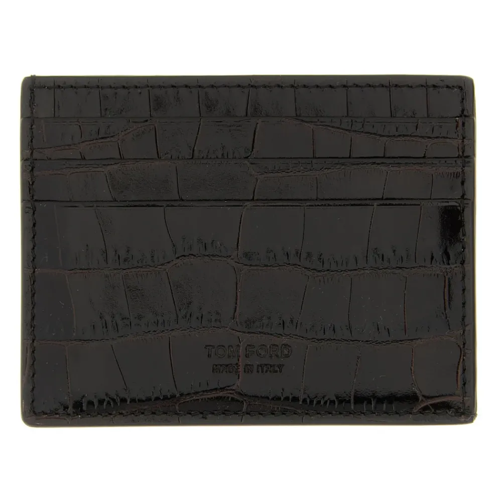 Heren Tom Ford Portefeuilles^Crocodile Leather Card Holder