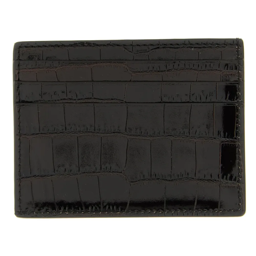 Heren Tom Ford Portefeuilles^Crocodile Leather Card Holder