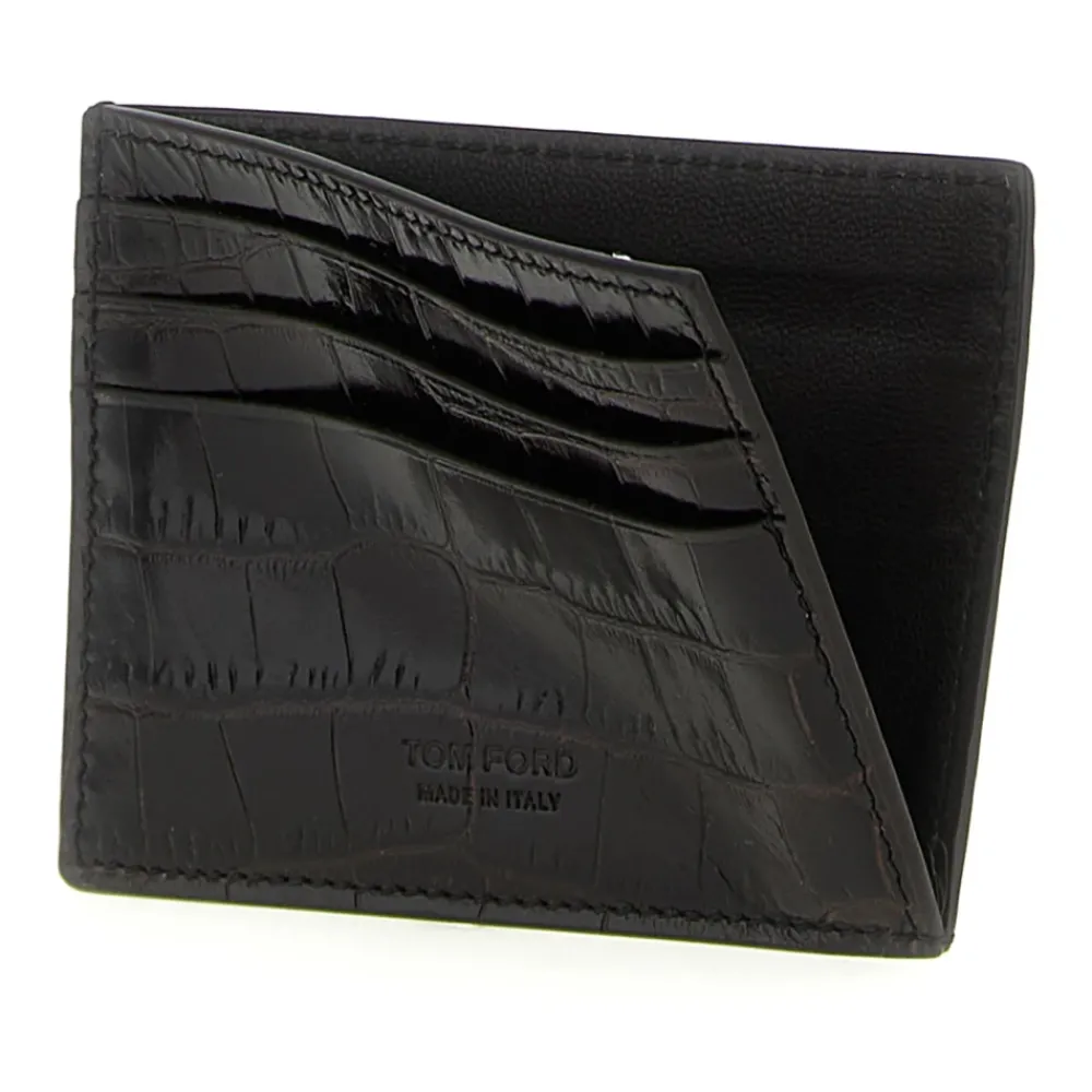 Heren Tom Ford Portefeuilles^Crocodile Leather Card Holder