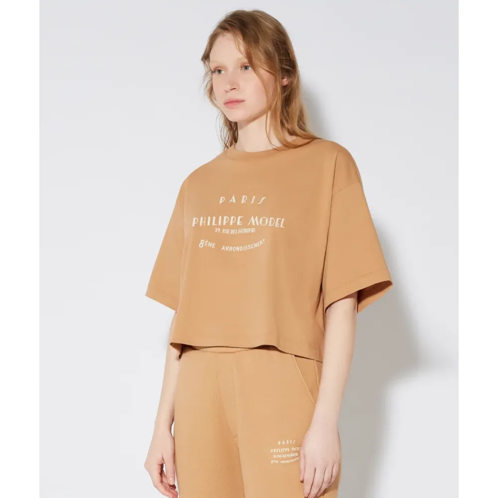 DAMES Philippe Model Shirts^Cropped T-shirt met Borduurwerk