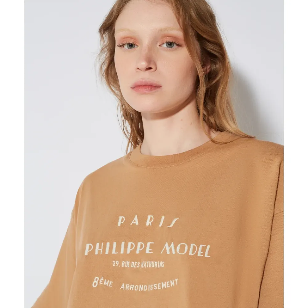 DAMES Philippe Model Shirts^Cropped T-shirt met Borduurwerk