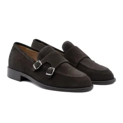 Heren Antica Cuoieria 23070-C-VS3.EBONY Double-buckle Loafer
