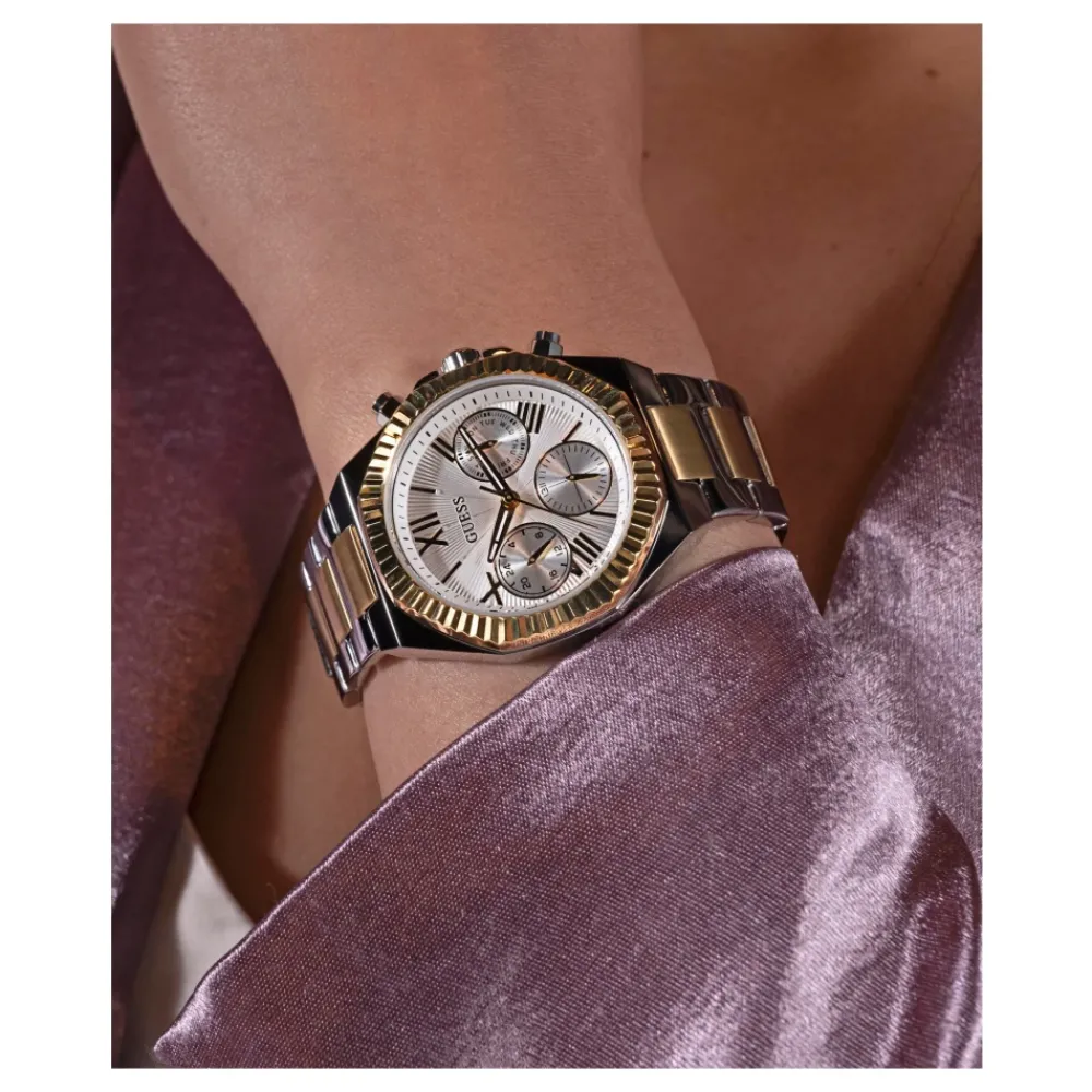 DAMES Guess Dames Multifunctioneel Horloge EQUALITY GW0769L3 Zilver en Goud