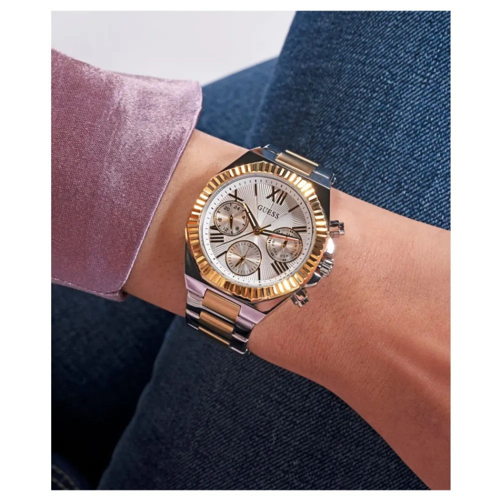 DAMES Guess Dames Multifunctioneel Horloge EQUALITY GW0769L3 Zilver en Goud