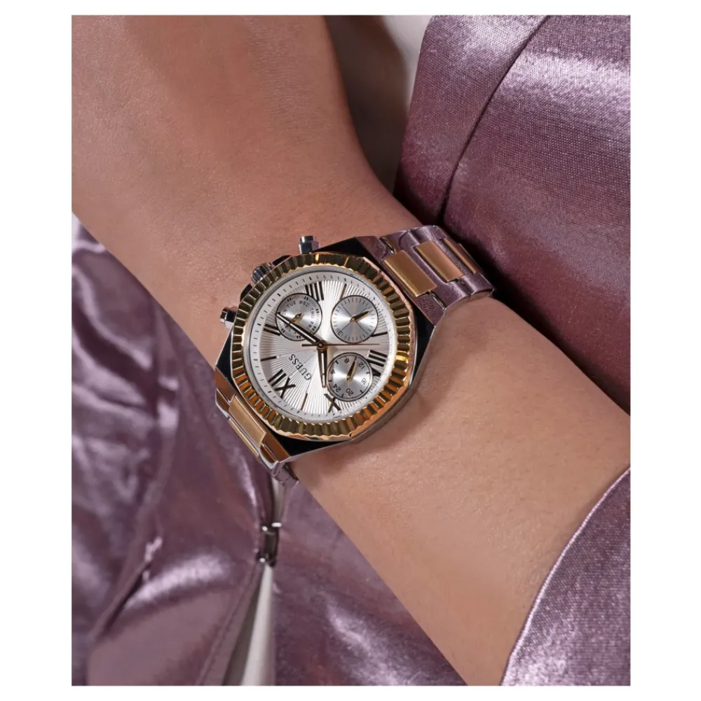 DAMES Guess Dames Multifunctioneel Horloge EQUALITY GW0769L3 Zilver en Goud