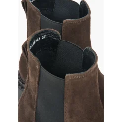 DAMES Estro Chelseaboots^Dames Saddle Brown Platform Chelsea Boots in Echt Italiaans Velours