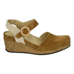 DAMES Durea Sleehakken^Damessandaal in cognac leer