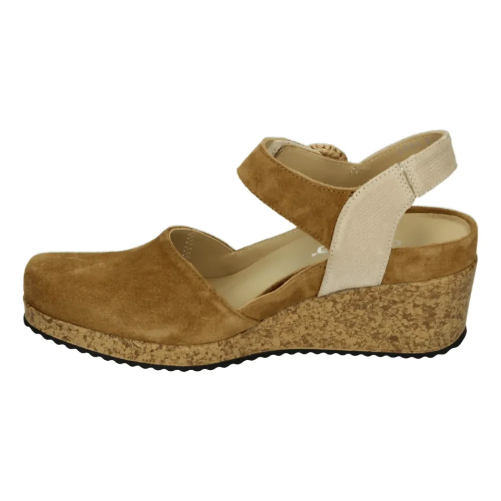 DAMES Durea Sleehakken^Damessandaal in cognac leer