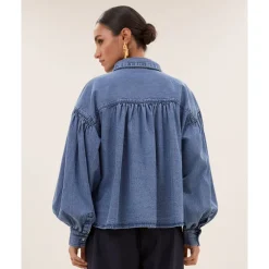 DAMES By-Bar Blouses^Denim Blouse met Lange Mouwen