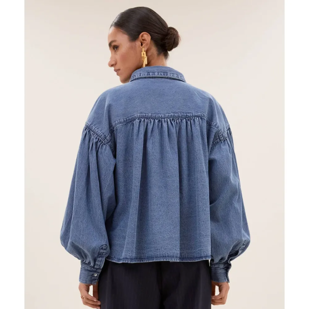DAMES By-Bar Blouses^Denim Blouse met Lange Mouwen