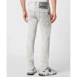 Heren Philipp Plein Jeans^Denim Broek Super Straight Cut Skull&Bones