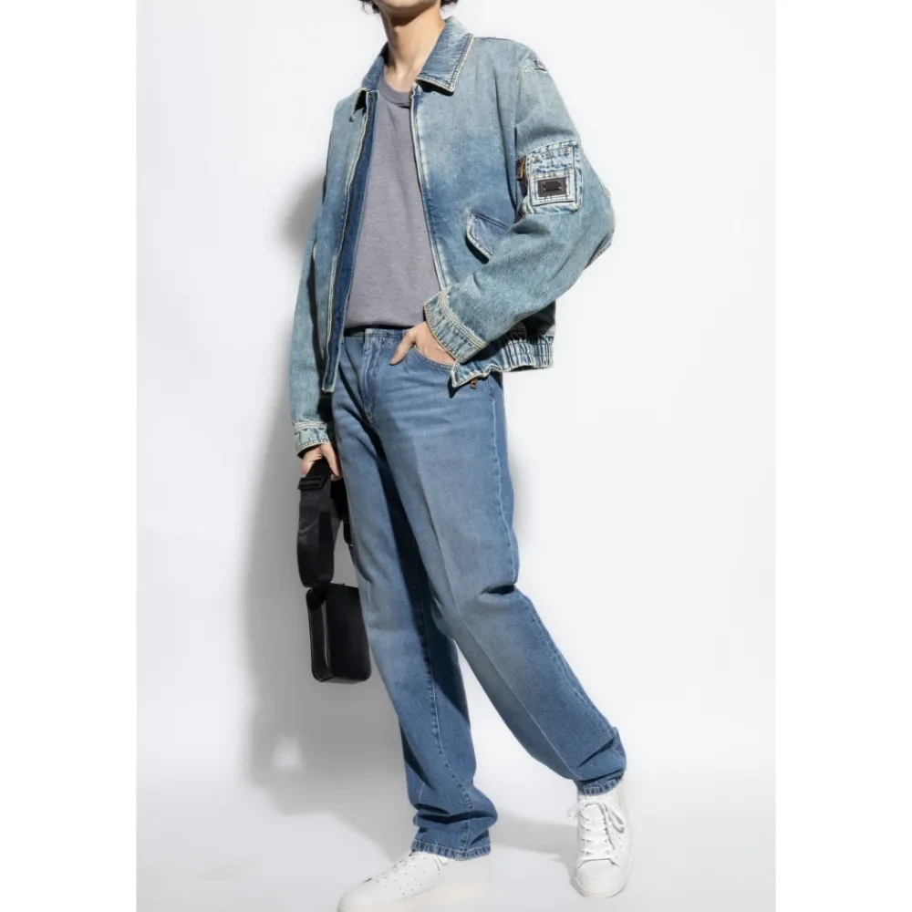 Heren Dolce & Gabbana Denim Jack met een Vintage Effect