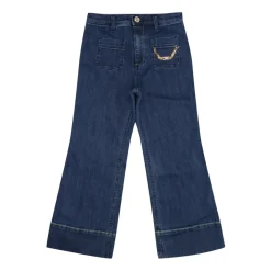 Elisabetta Franchi Denim Leggings met Rits en Zakken