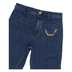 Elisabetta Franchi Denim Leggings met Rits en Zakken