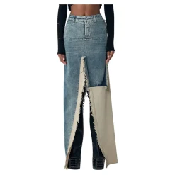 DAMES Rick Owens Rokken^Denim Maxi Rok met Beschadigingen