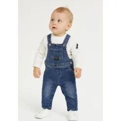 Roy Roger's Denim Overall Set met Off White T-shirt