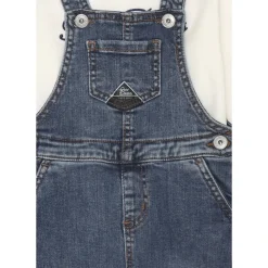 Roy Roger's Denim Overall Set met Off White T-shirt