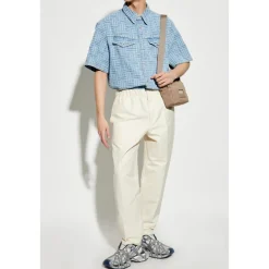 Heren Kenzo Overhemden^Denim overhemd met korte mouwen