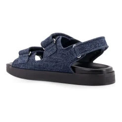 DAMES Givenchy Denim Platte Sandalen met Klittenbandsluiting