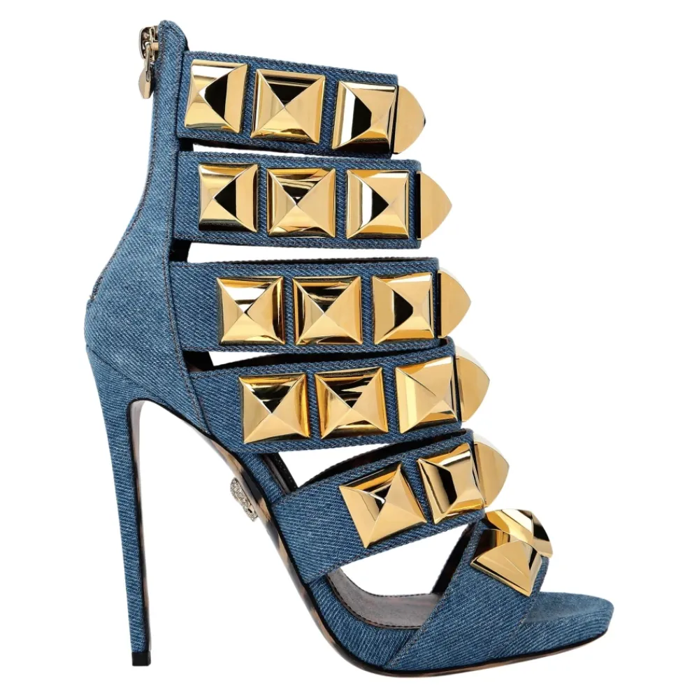 DAMES Philipp Plein Sandalen^Denim Sandalen Hoge Hakken Studs