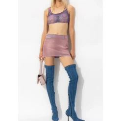 Diesel Denim tanktop met kristallen