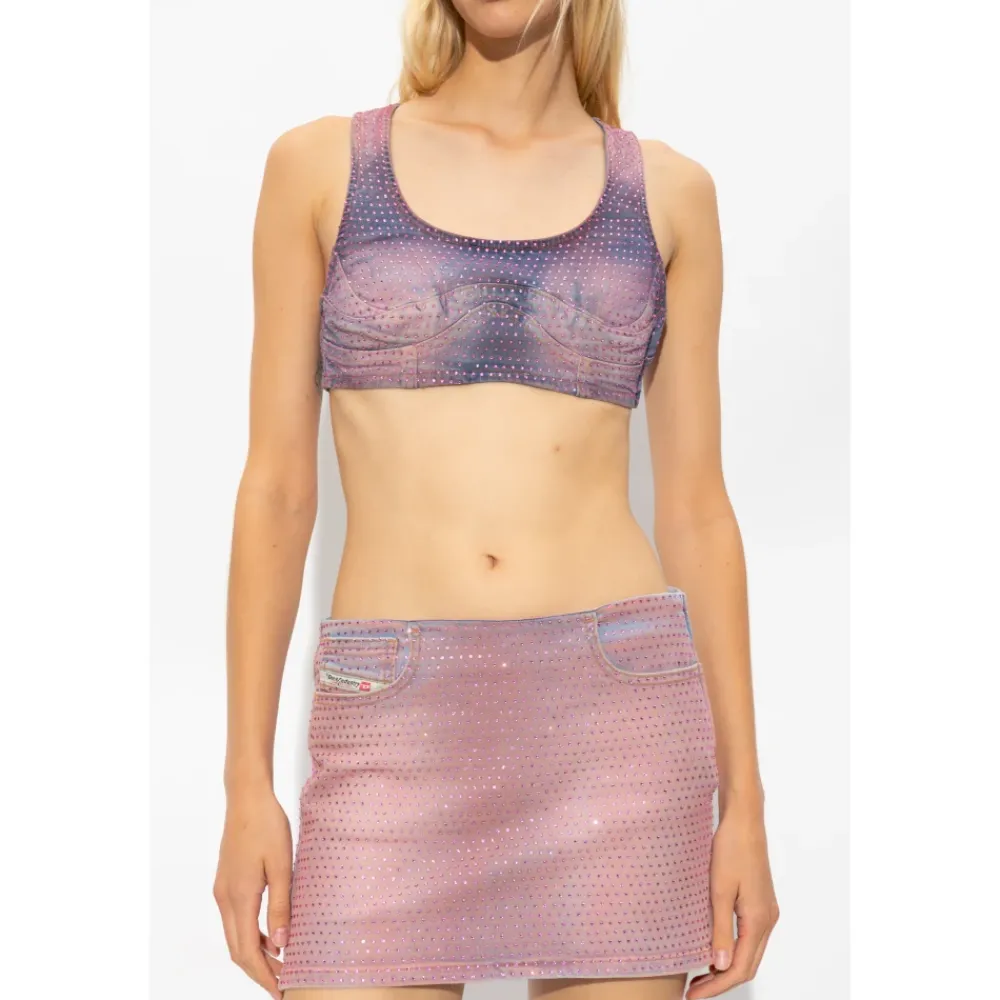 Diesel Denim tanktop met kristallen