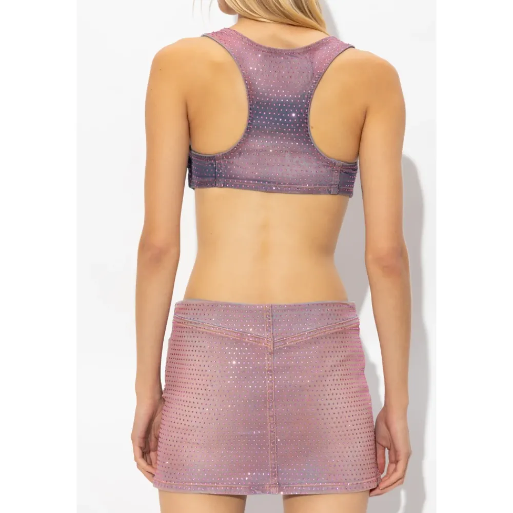 Diesel Denim tanktop met kristallen