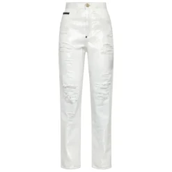 DAMES Philipp Plein Denim Trousers Mom Fit h Crystals