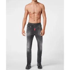 Heren Philipp Plein Jeans^Denim Trousers Skinny Fit Hexagon