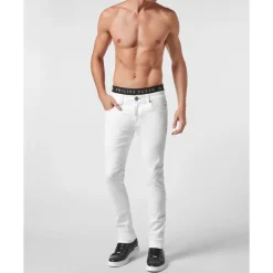 Heren Philipp Plein Denim Trousers Super Fit Hexagon