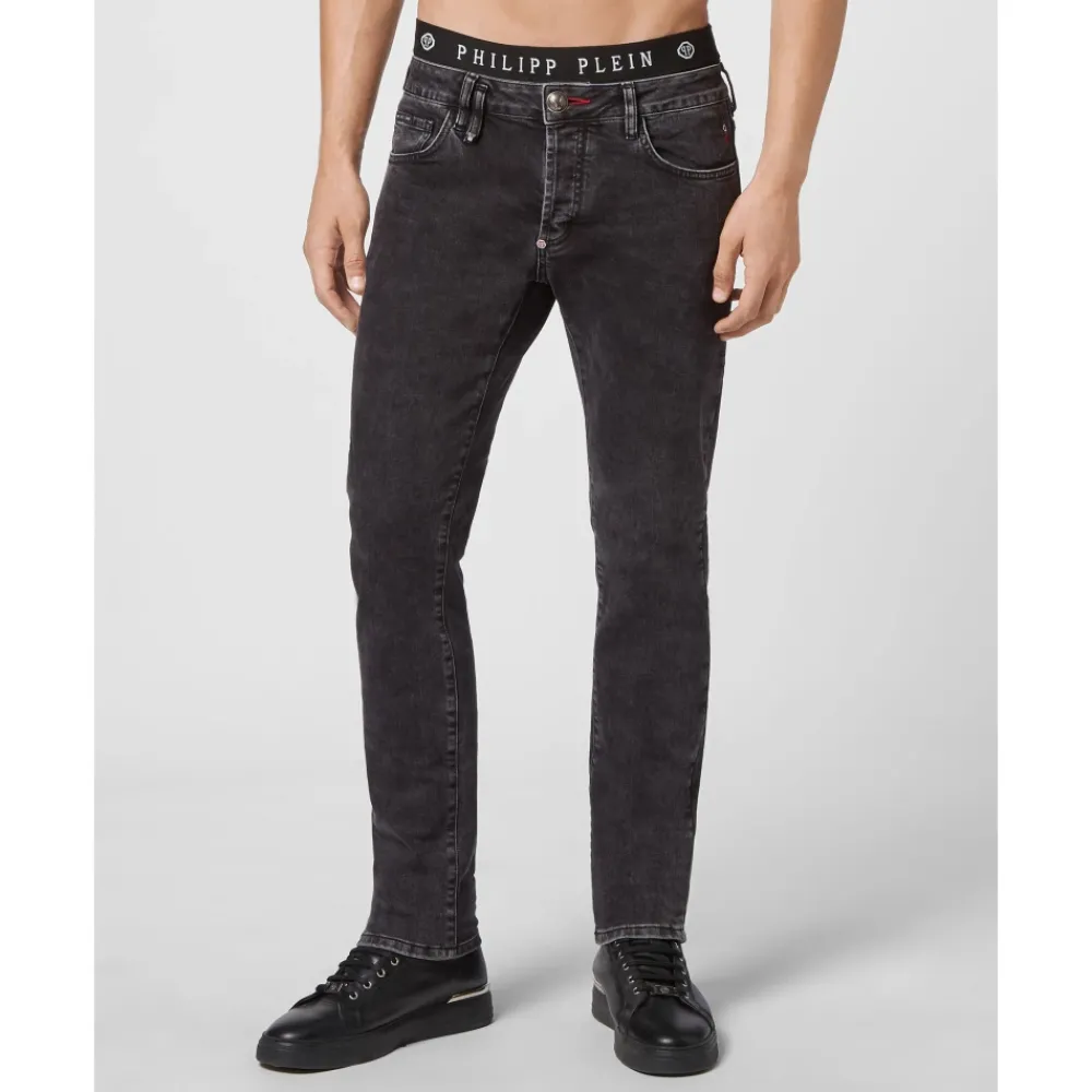 Heren Philipp Plein Denim Trousers Super Straight Cut Iconic