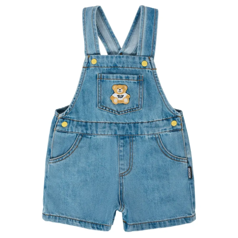 Moschino Denim Tuinbroek met Teddy Bear Patch