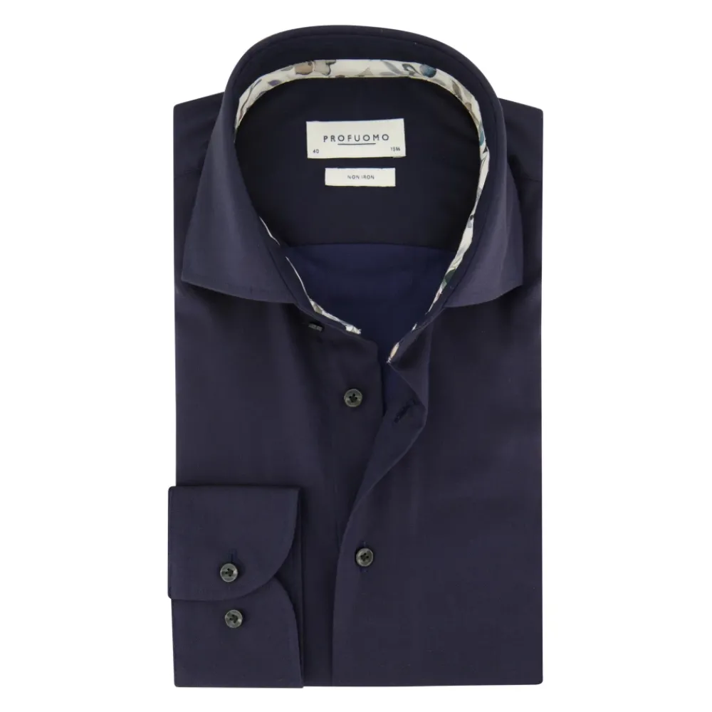 Heren Profuomo Donker zakelijk overhemd slim fit